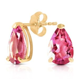 GOLD STUD EARRING WITH NATURAL PINK TOPAZ